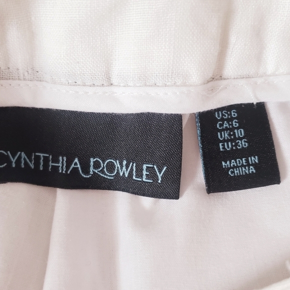 Linen Cynthia Rowley White Boot Cut Trousers Pants Size 6 in Bone - Picture 4 of 8